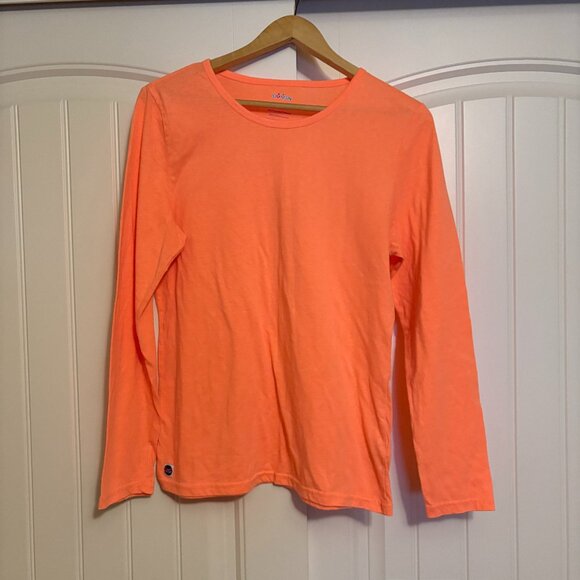 Sivvan Underscrubs Long Sleeve T Shirt Large Coral Orange Polyester Blend Crew - Picture 1 of 3